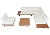 A sectional outdoor furniture set with a coffee table, displayed on a white background. Produktbild-Vorschau
