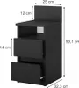 Comodino Vicco Monty Nero 25 x 59.1 cm con 2 cassetti, Anteprima dell’immagine prodotto 2
