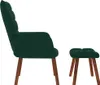 A side view of a dark green velvet armchair and a matching ottoman, both with wooden legs, set against a white background. Náhľad obrázku produktu