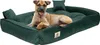 A dog is lying on a green dog bed. Náhled obrázku produktu
