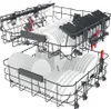 The interior of a dishwasher with racks filled with dishes and glasses. Voir les images du produit