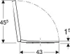 A technical drawing of a toilet seat with dimensions indicated. Produktbild-Vorschau