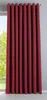 A red curtain hanging in front of a window with greenery visible outside. Produktbild-Vorschau