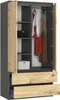BDW, Kleiderschrank 2 Türen, 2 Schubladen, 180x90x51 cm, Produktbild-Vorschau 1