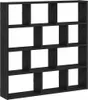 A black modular bookshelf with multiple compartments. Podgląd zdjęcia produktu