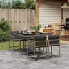 vidaXL 5-tlg. Garten-Essgruppe mit Kissen Grau Poly Rattan Produktbild-Vorschau 2
