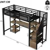 Hochbett 90x200 cm Metallbett mit Schreibtisch & LED Produktbild-Vorschau 8