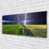 Acrylglasbilder 125x50 Wandbild Druck Ackerfeld Pfad Blitz Produktbild-Vorschau 2