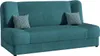 A teal sofa bed with two decorative pillows. Náhled obrázku produktu