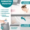Marketing image showing features of a baby bed rail. Produktbild-Vorschau