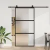 vidaXL Schiebetür mit Beschlag Schwarz 102,5x205 cm Produktbild-Vorschau 2