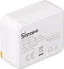 A white Sonoff MINIR4 smart switch with product information printed on it. Produktbild-Vorschau