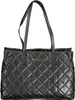 A black quilted tote bag with shoulder straps is shown against a white background. Produktbild-Vorschau