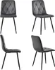 A collage of four images showing a gray upholstered dining chair from different angles. Náhled obrázku produktu