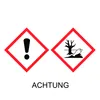 Two hazard symbols and the word "ACHTUNG" (German for "Attention") are displayed against a white background. Náhled obrázku produktu