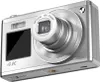 A silver digital camera is shown from a three-quarter angle against a white background. Produktbild-Vorschau