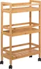 A three-tier bamboo shelving unit with wheels. Náhled obrázku produktu