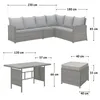 Diagram showing the dimensions of a garden lounge set and a table. Produktbild-Vorschau