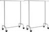 Two silver metal garment racks with wheels are shown against a white background. Produktbild-Vorschau