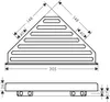 Technical drawing of a corner soap basket with dimensions. Voir les images du produit