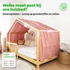 Huisjesbed hemel 135x420 cm oudroze zonder goudapplicatie - Productafbeelding-voorbeeld 4