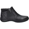 A black leather ankle boot with a zipper closure and faux fur lining, shown from the side against a white background. Voir les images du produit