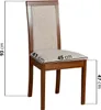 A single wooden dining chair with a fabric seat and backrest, with dimensions indicated. Voir les images du produit