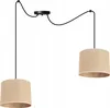 A black spider pendant light with two beige lampshades is shown against a white background. Náhľad obrázku produktu