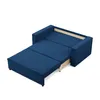 A dark blue sofa bed is shown in its partially opened state against a white background. Produktbild-Vorschau