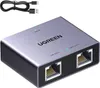A Ugreen Ethernet splitter adapter is shown on a white background, with a USB cable in the upper left corner. Produktbild-Vorschau