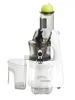 A white slow juicer with a green apple on top, placed on a white background. Two transparent containers are next to the juicer. Náhled obrázku produktu