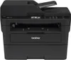 A black Brother multifunction printer is shown from the front. Produktbild-Vorschau