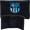 A black FC Barcelona wallet is shown with its logo prominently displayed on the front. The wallet is open, revealing its interior compartments. Anteprima dell’immagine prodotto