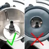 A split image showing a kitchen appliance part with a green checkmark on the left and a red cross on the right. Produktbild-Vorschau