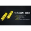 Two yellow batteries are shown next to technical specifications on a dark background. Anteprima dell’immagine prodotto