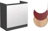 A product shot of a cabinet with three circular color swatches next to it. Náhled obrázku produktu