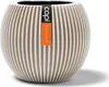 A close-up studio shot of a spherical planter with vertical ribbed texture. Produktbild-Vorschau