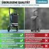 A split image comparing two shopping trolleys, with text highlighting the advantages of one over the other. Produktbild-Vorschau
