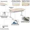 A diagram illustrating the features of an adjustable desk. Produktbild-Vorschau