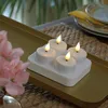 LED Teelichter - 4 wiederaufladbare LED Teelichter mit Ladestation - D: 4cm - flackernd - weiß Produktbild-Vorschau