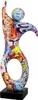 A colorful, abstract sculpture of a dancer on a black base. Produktbild-Vorschau