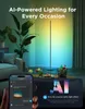 A living room scene with a floor lamp, sofa, and a table with drinks, with a phone displaying a chat interface in the foreground. Podgląd zdjęcia produktu