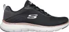 A side view of a black Skechers sneaker with rose gold accents. Produktbild-Vorschau