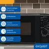 A black microwave oven with various feature callouts and a brand logo. Produktbild-Vorschau