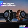 Two smartwatches displayed on a reflective surface with a gradient background. Produktbild-Vorschau
