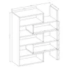 A 3D technical drawing of a bookshelf with dimensions. Náhled obrázku produktu