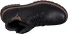 A top-down view of a black leather boot. Voir les images du produit