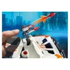 A hand is shown launching a missile from a toy battle truck with a futuristic city and icy landscape in the background. Produktbild-Vorschau