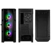 Three views of a black computer tower case. Podgląd zdjęcia produktu