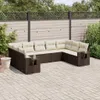 9-tlg. Garten-Sofagarnitur mit Kissen Braun Poly Rattan Produktbild-Vorschau 2